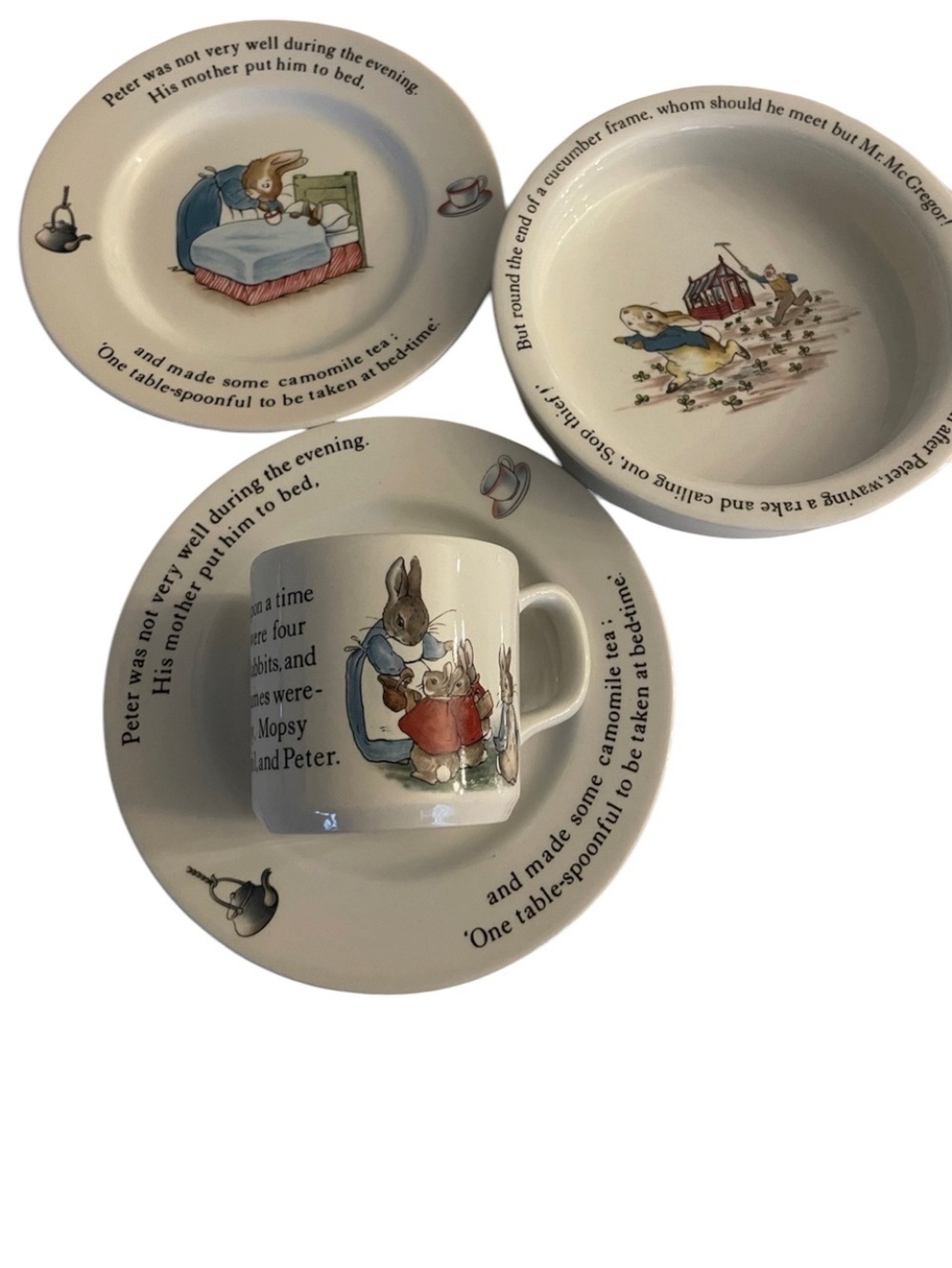 Wedgwood Peter Rabbit White Ceramic Dishware with Black Print